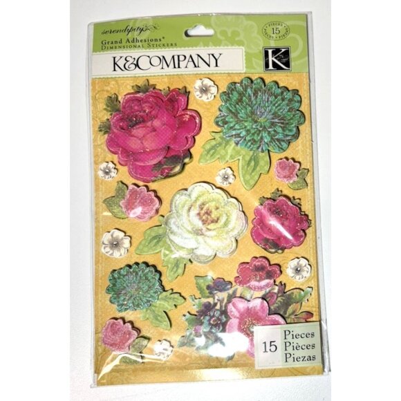 K & Company Other - K & Company Serendipity Grand Dimensional Stickers Roses Flowers 15 pc Journal